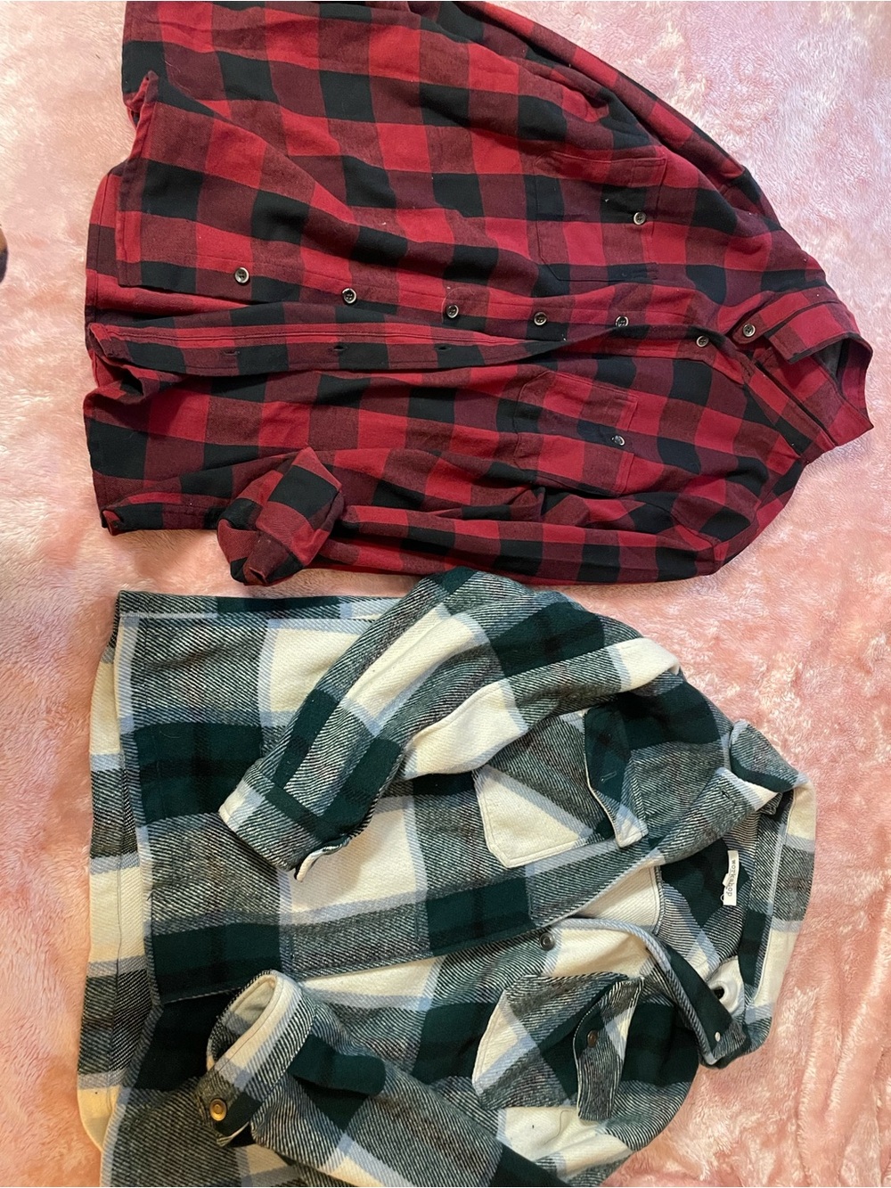 Red and Black Plaid Button-Up Shirt lot